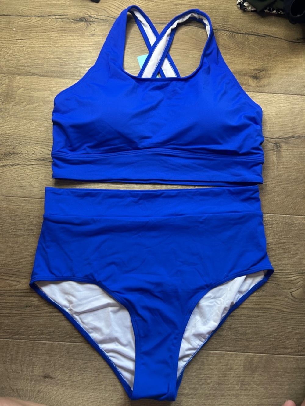 Sporty Cross-Back Bikini Set in Royal Blue
